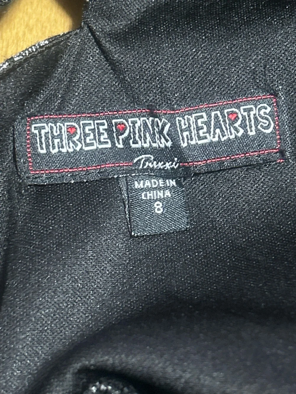 Three Hearts Black and Silver Metallic Fit-and-Flare Party Dress